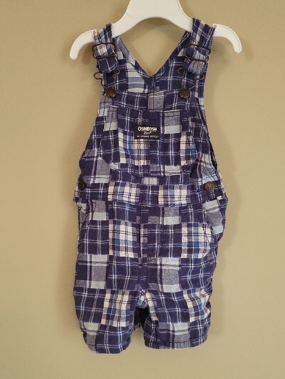 OshKosh B'gosh Blue and White Plaid Shortalls